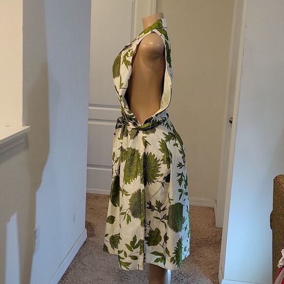 JESSICA HOWARD 50' STYLE SPRING SLEEVELESS FLORAL COLLARED DEEP V-NECK DRESS - Picture 12 of 16